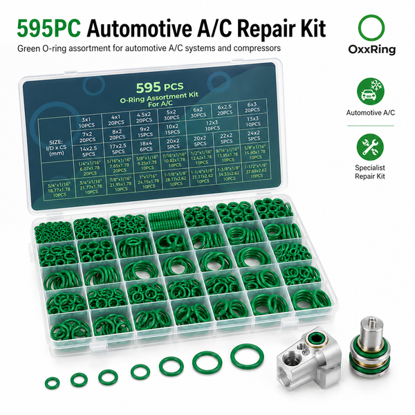 595PC green O-ring assortment in organizer case