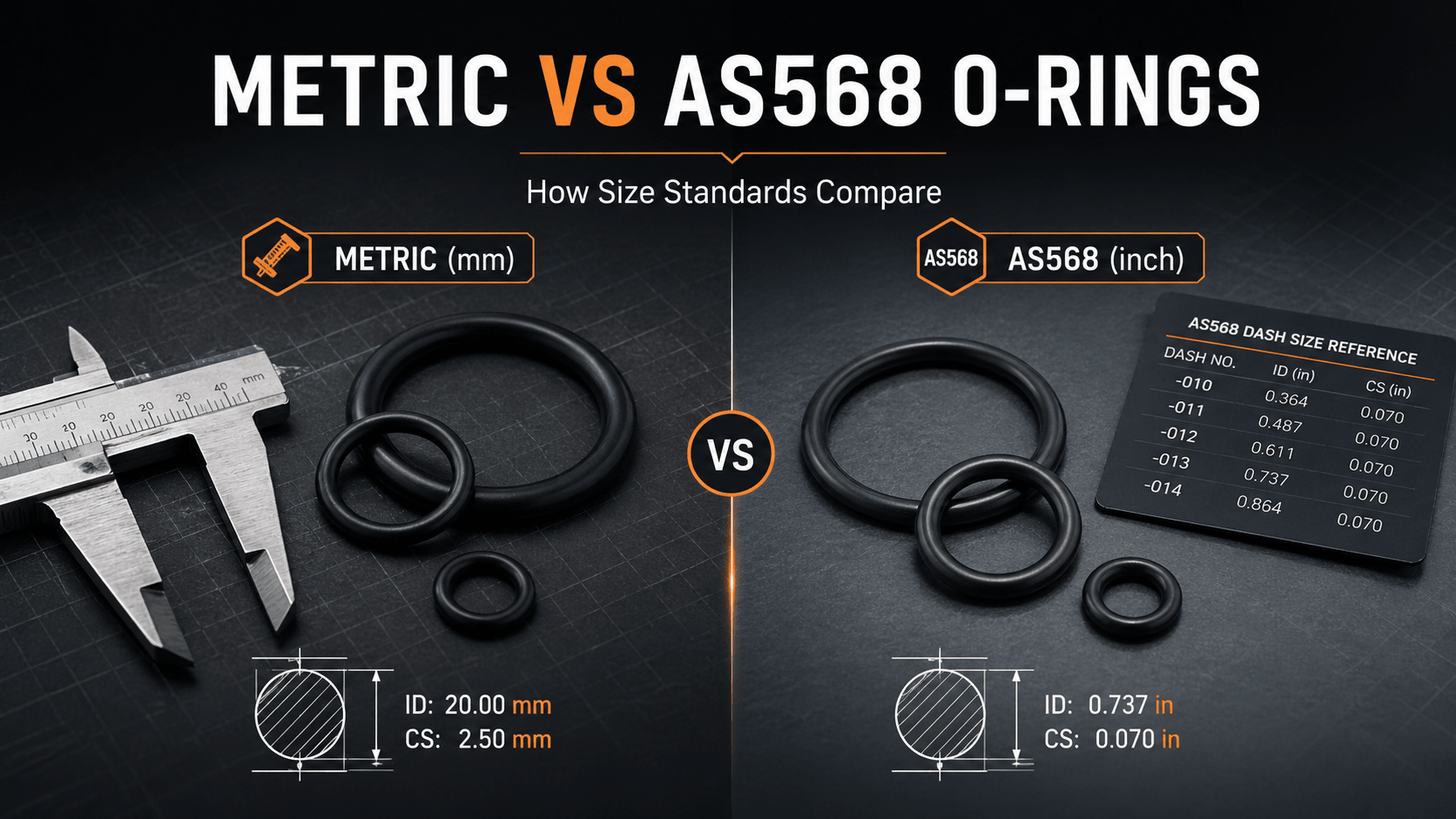 Alt text: Guide image showing how to measure an unknown O-ring size before buying small packs or requesting a quote