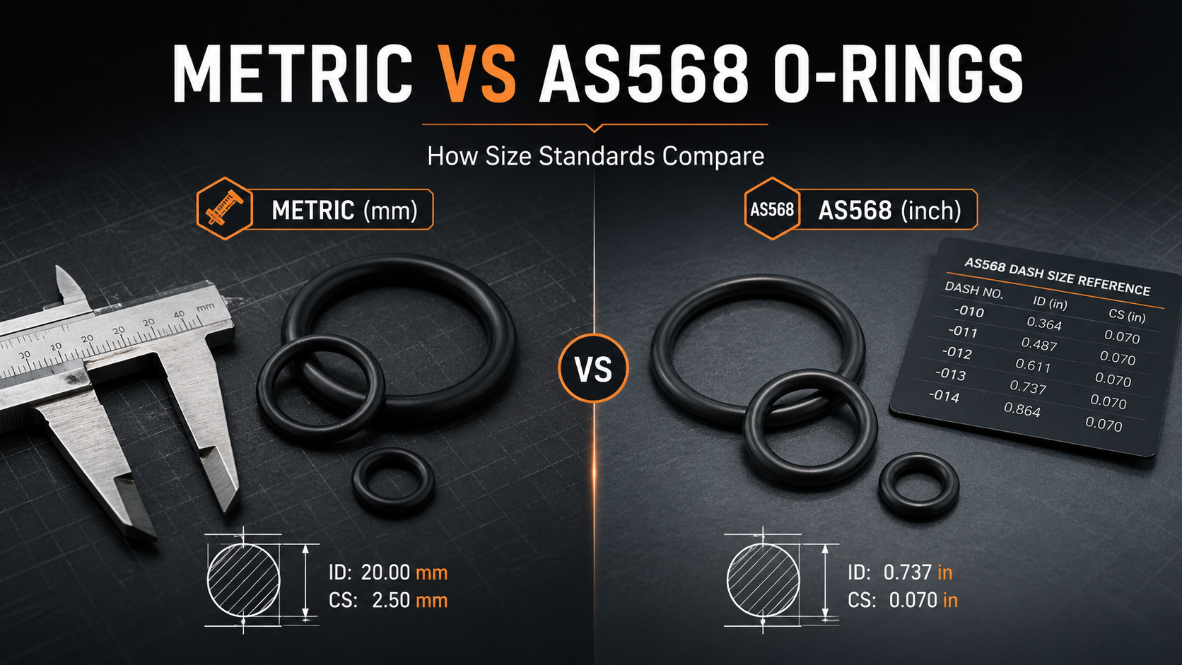 Alt text: Guide image showing how to measure an unknown O-ring size before buying small packs or requesting a quote