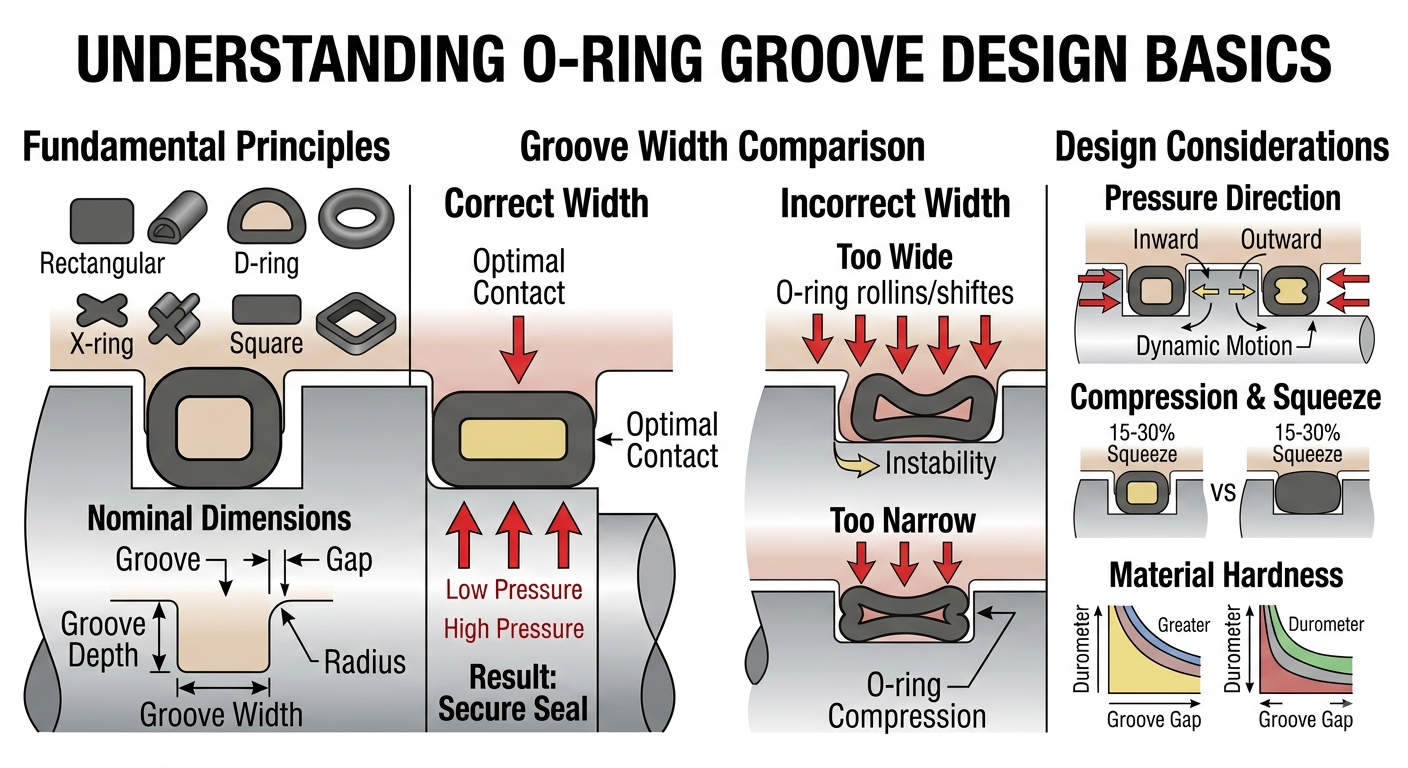 O-Ring Groove Design Basics: Squeeze, Stretch, and Groove Fill
