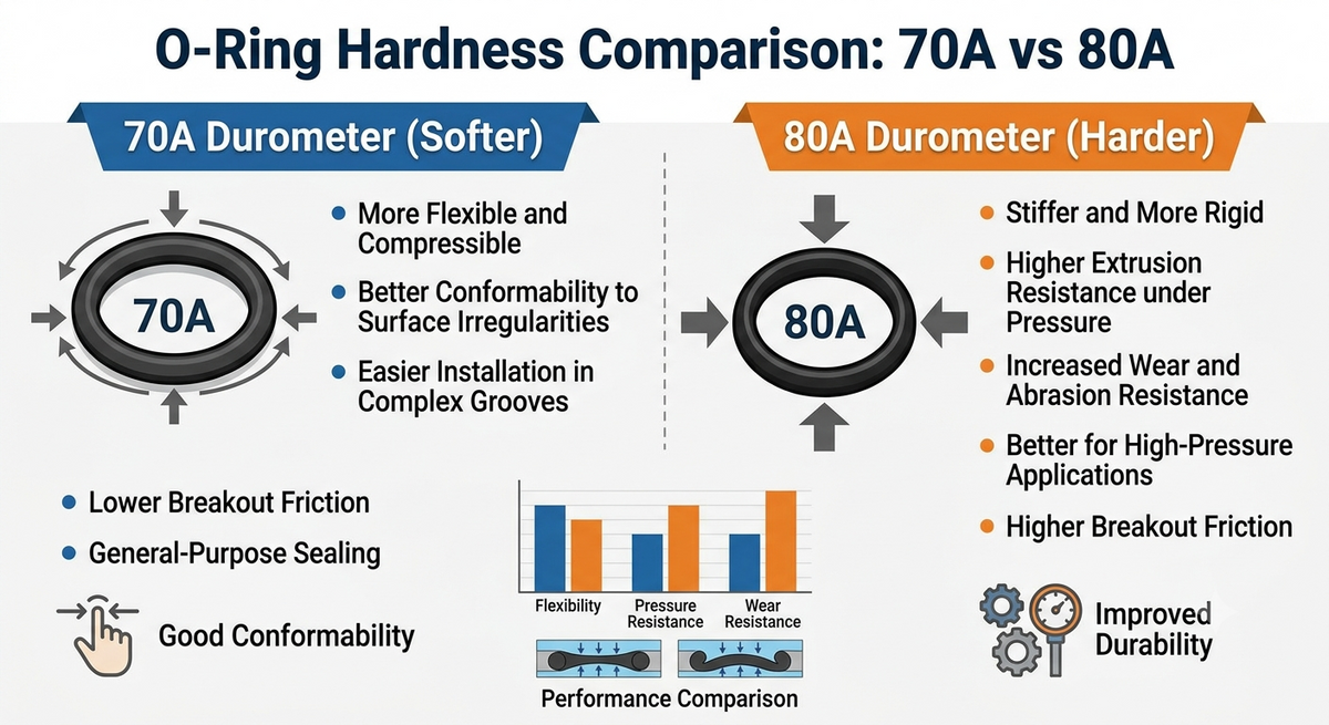 O-Ring Hardness 70A vs 80A: What Buyers Should Know