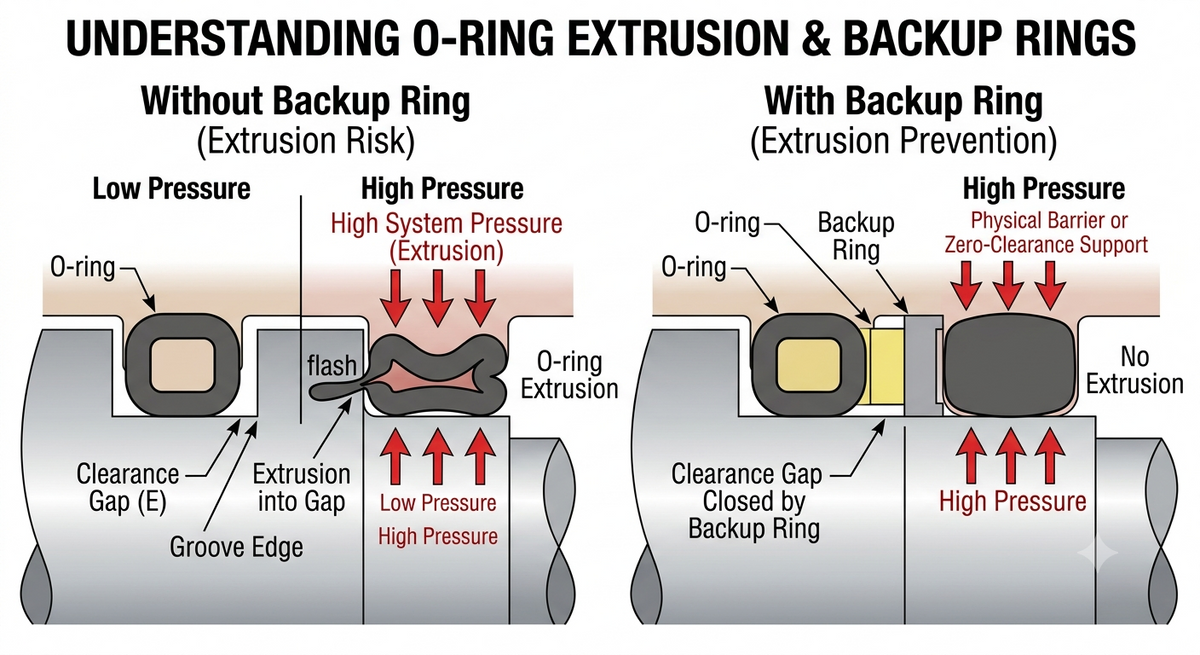 O-Ring Extrusion: Causes, Pressure Limits, and How Backup Rings Help