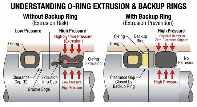 O-Ring Extrusion: Causes, Pressure Limits, and How Backup Rings Help