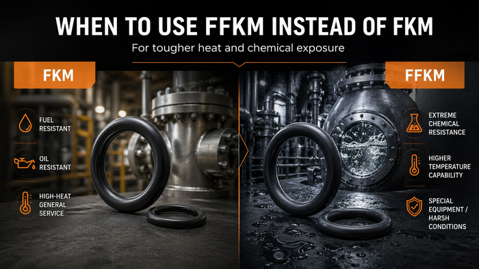 Alt text: FKM versus FFKM O-rings comparison for tougher heat chemical exposure and critical service
