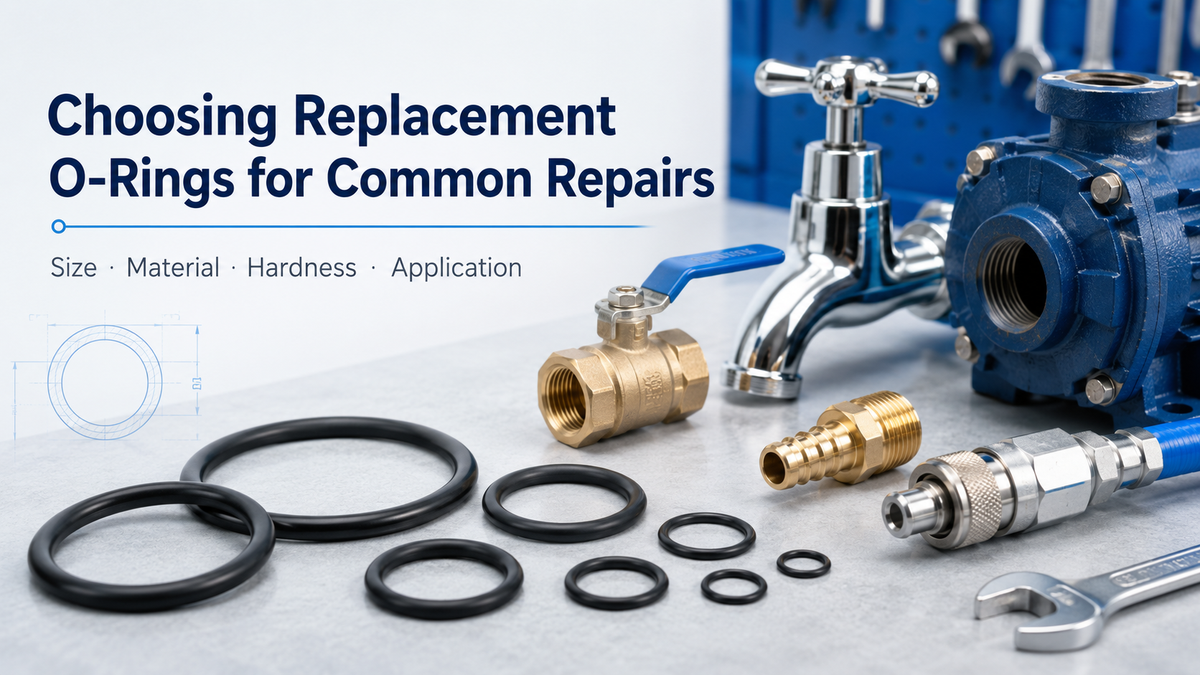 Replacement O-rings for common faucet, valve, pump, hose fitting, and industrial equipment repairs.
