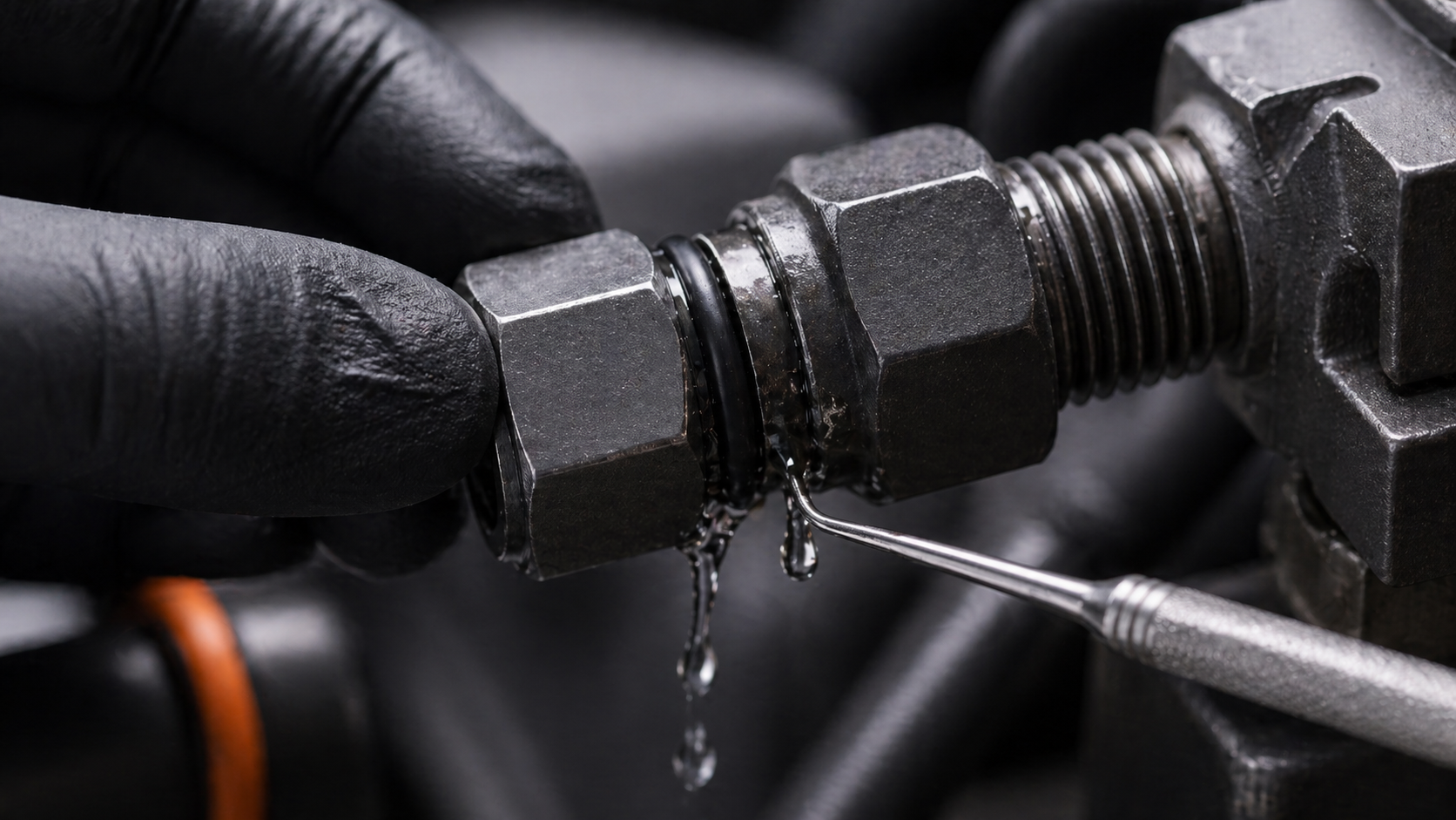 Compatible lubricant being applied to an O-ring before installation