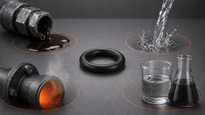 O-ring material selection for oil water heat and chemical exposure conditions