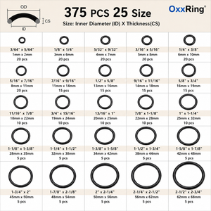 375PC O-ring repair kit size chart reference