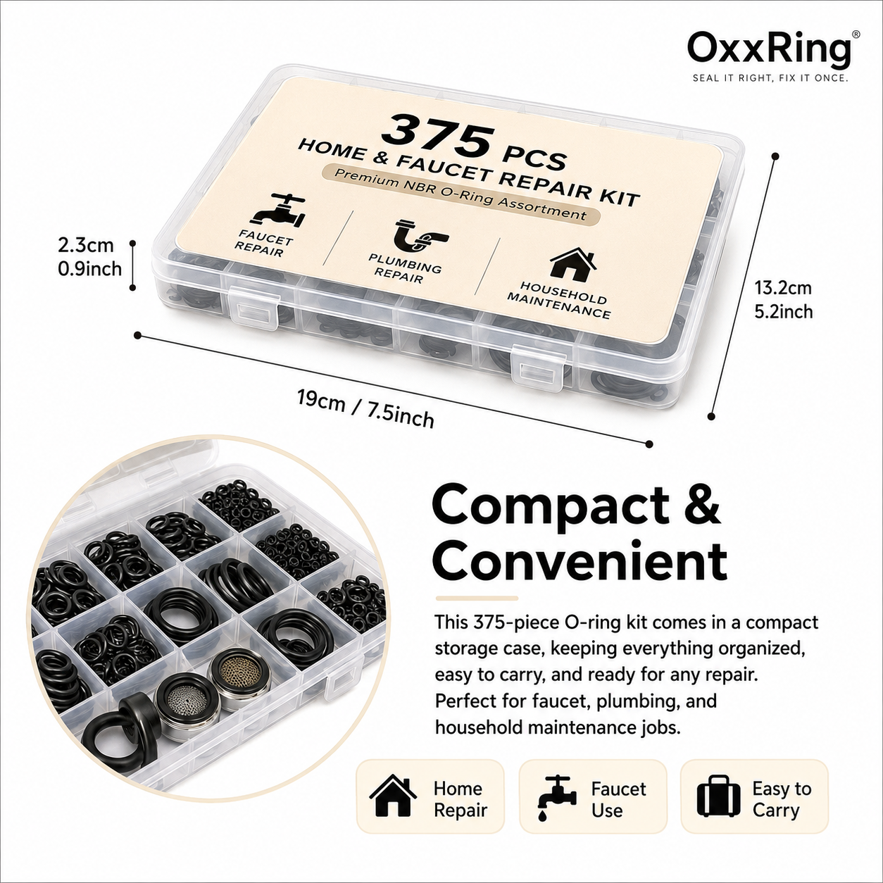 375PC O-ring repair kit case and contents