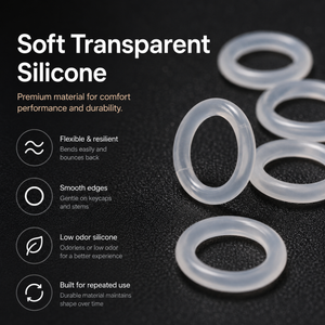 Soft transparent silicone keyboard O-rings close-up