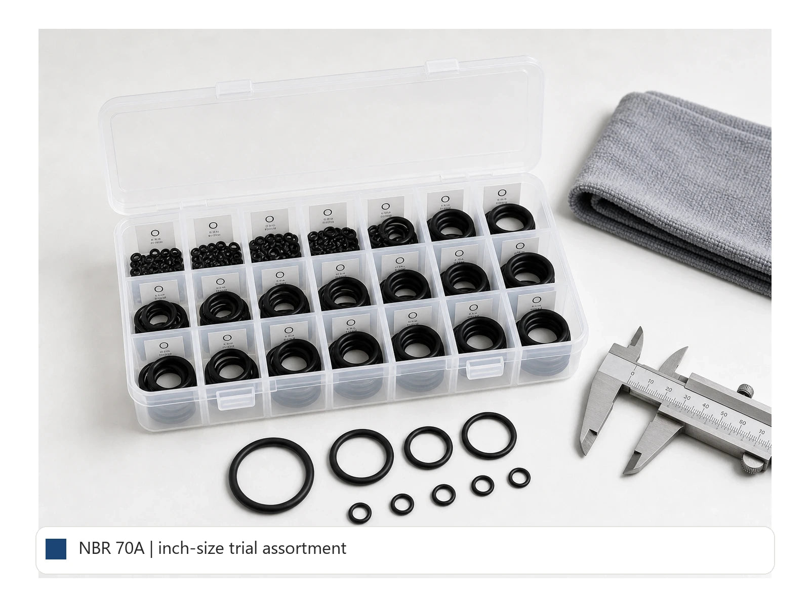 AS568 Small O-Ring Kit - NBR 70A organized kit detail image