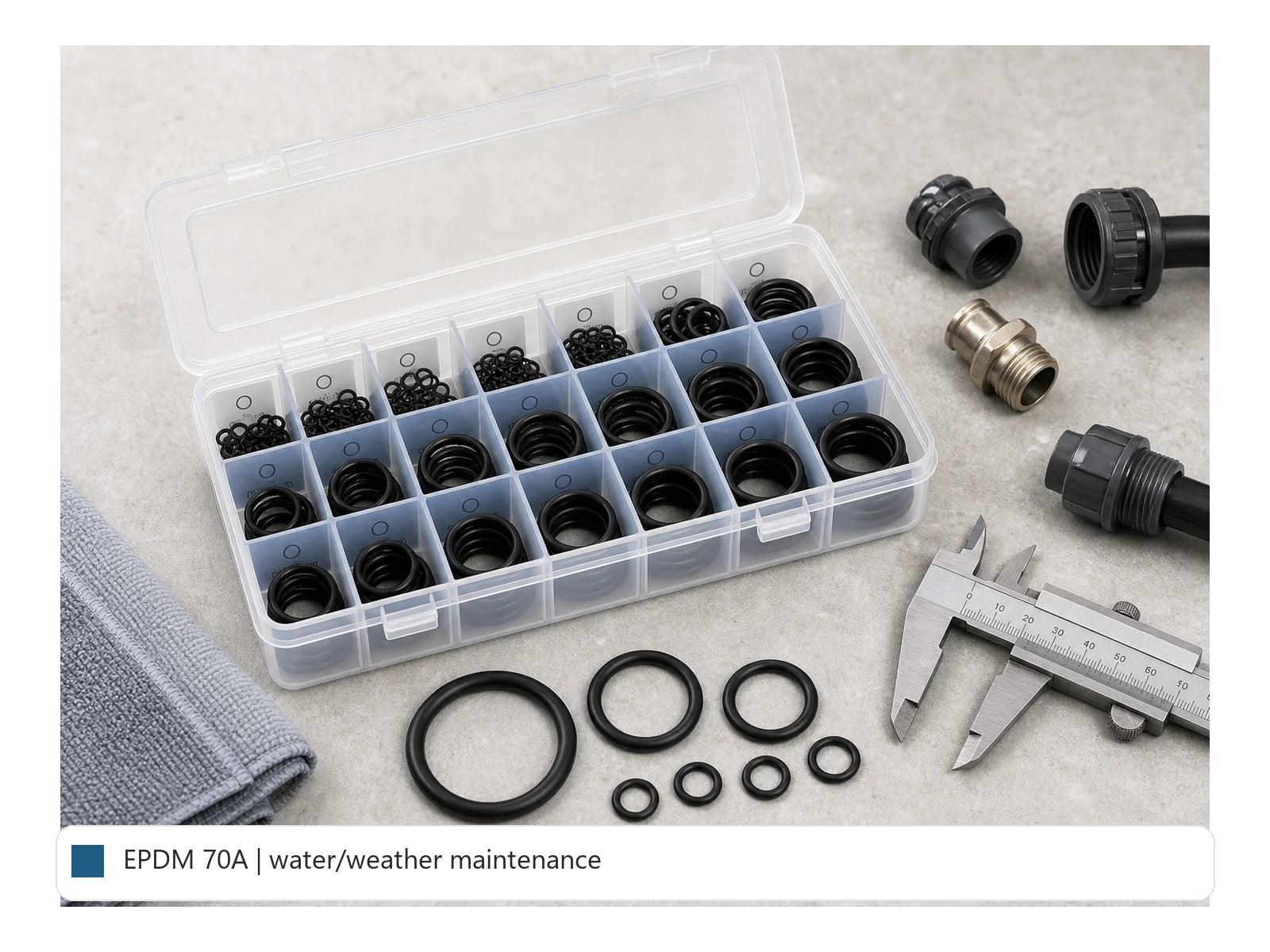 EPDM Water & Outdoor O-Ring Kit organized kit detail image