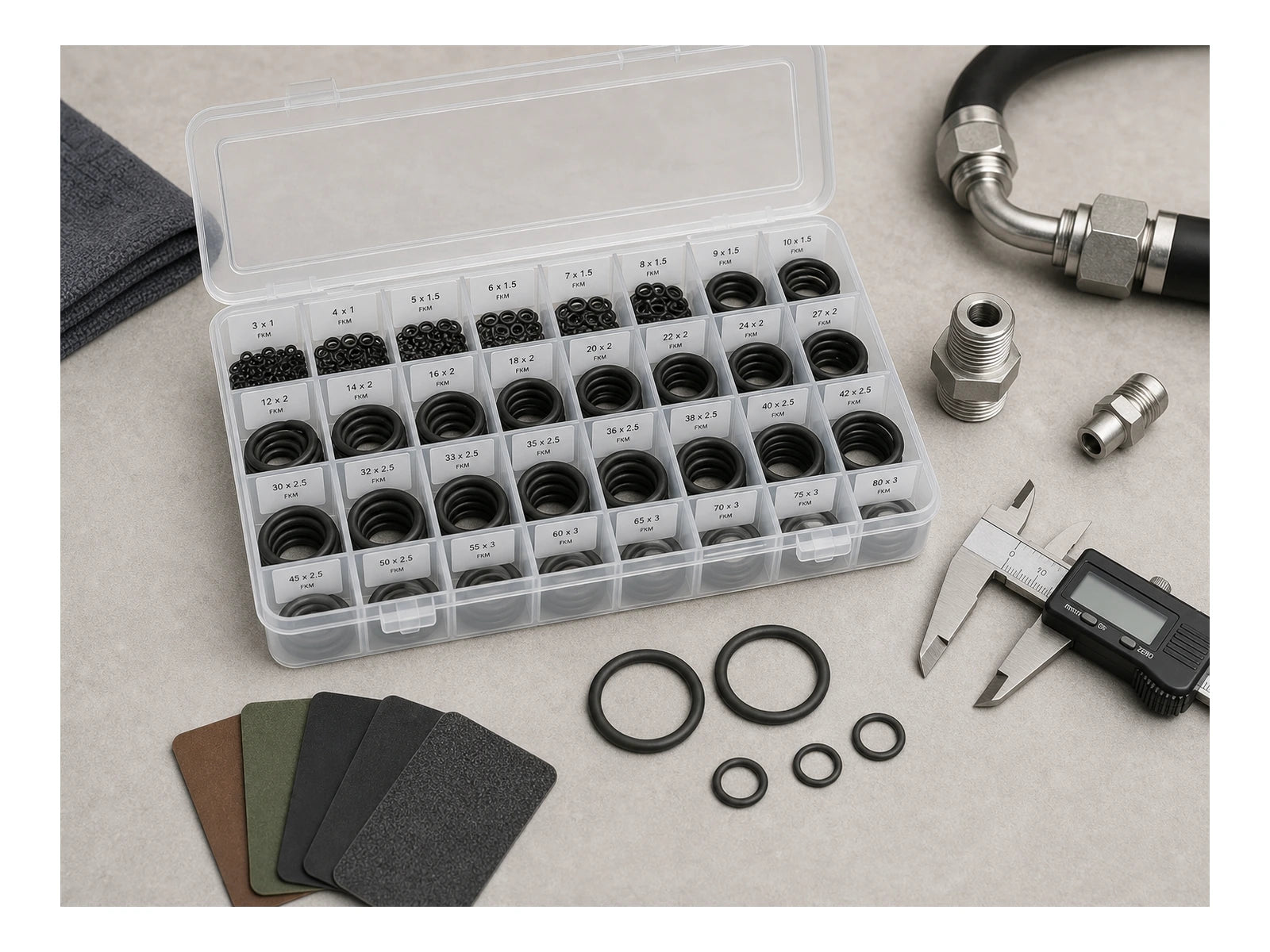 FKM Fuel & Oil Resistant O-Ring Kit compartment box product photo
