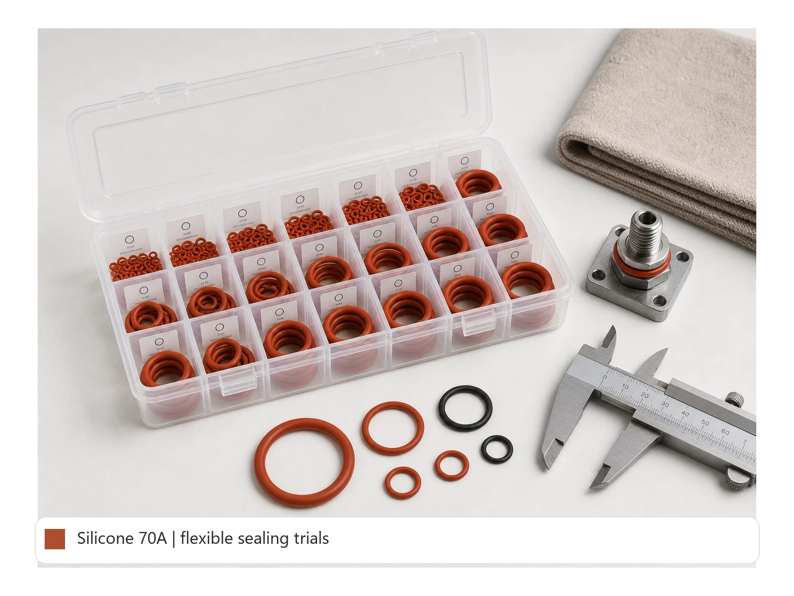 Silicone High-Temp & Flexible O-Ring Kit organized kit detail image