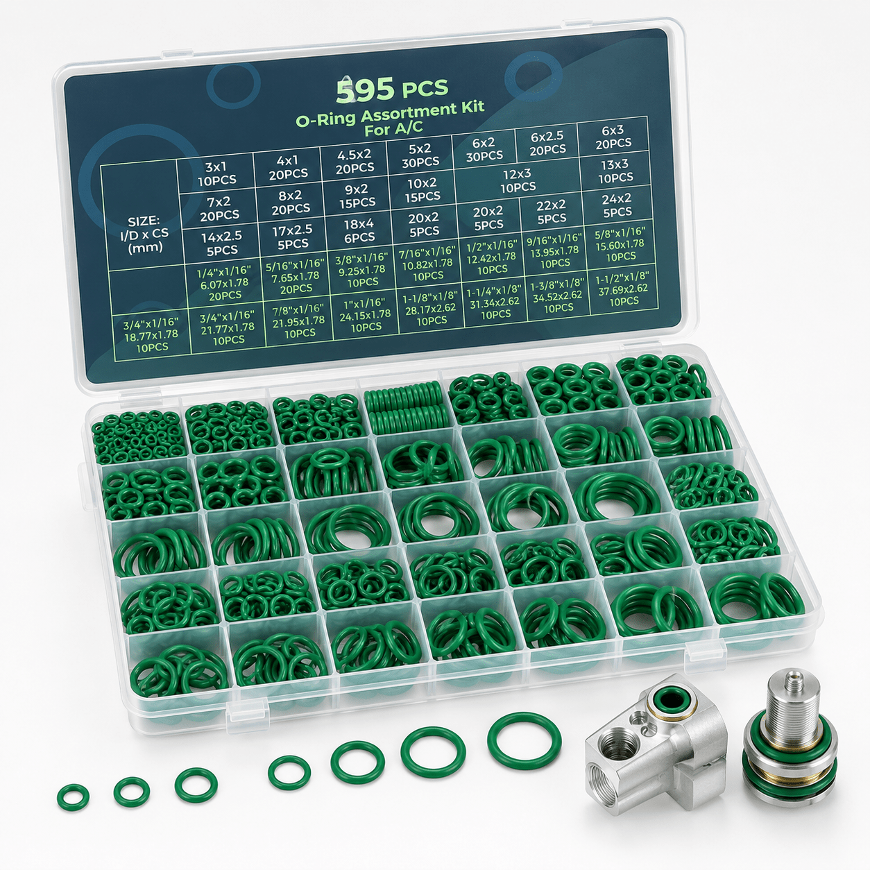 595PC Automotive A/C Repair Kit organized repair kit
