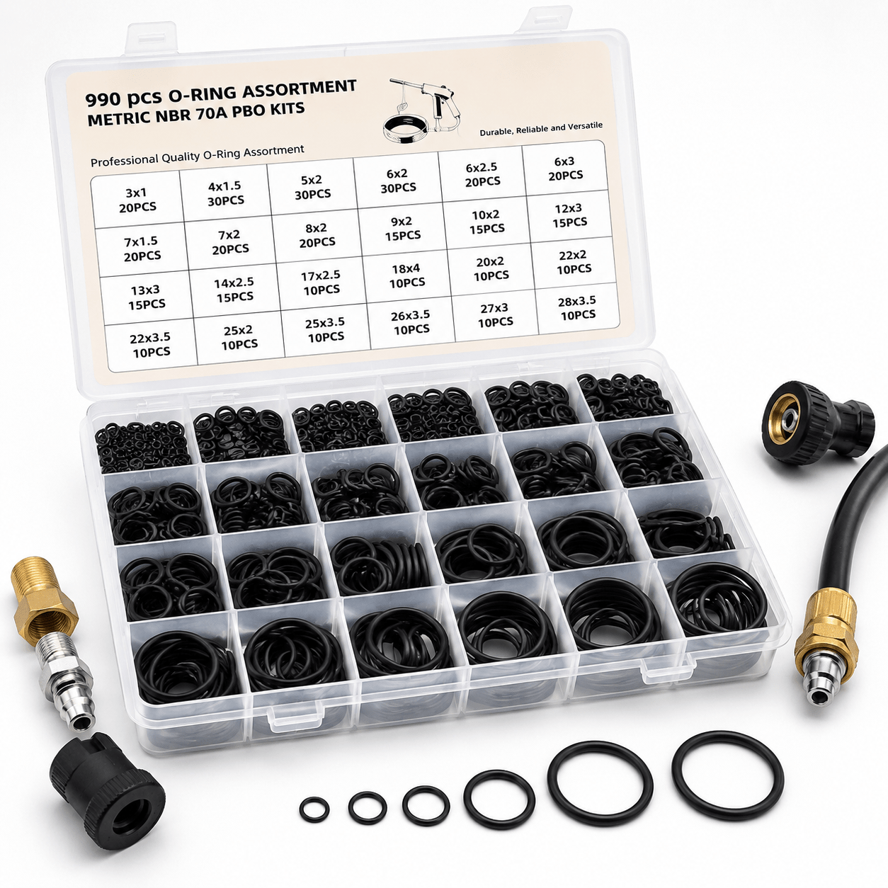 990PC Pressure Washer & Air Seal Kit organized repair kit
